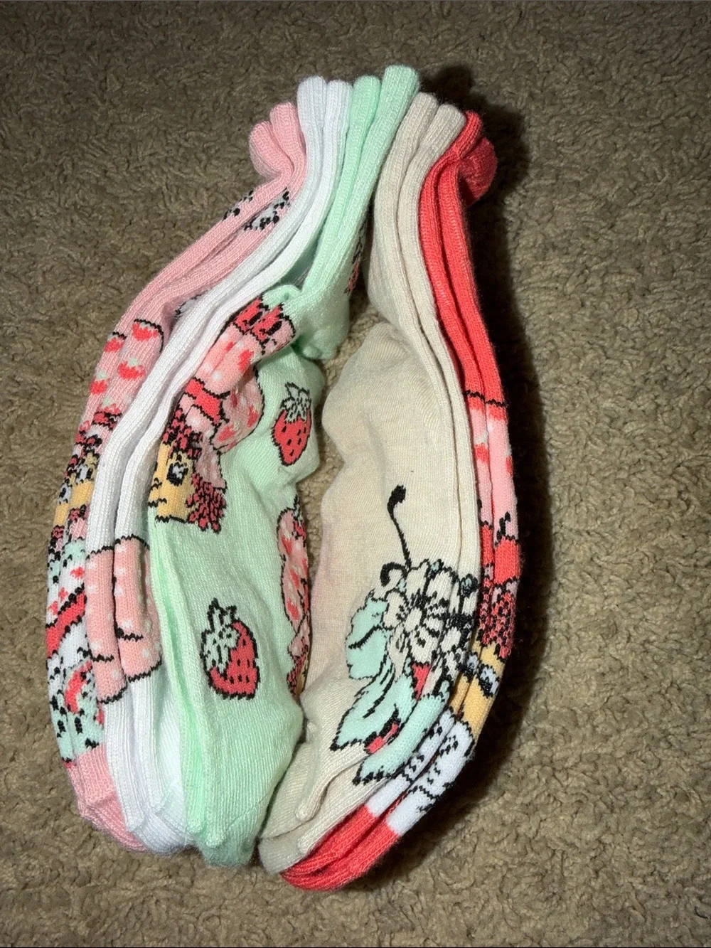Strawberry Shortcake Pink Crew Socks for Women